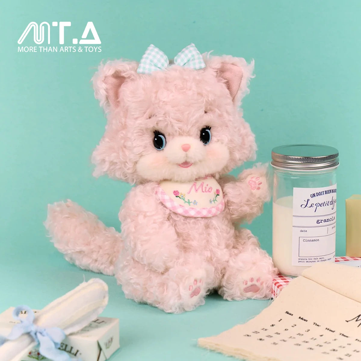 COCOTTO Mio "Strawberry Milk" Tea Time Edition - Pink Kitty Plush Doll