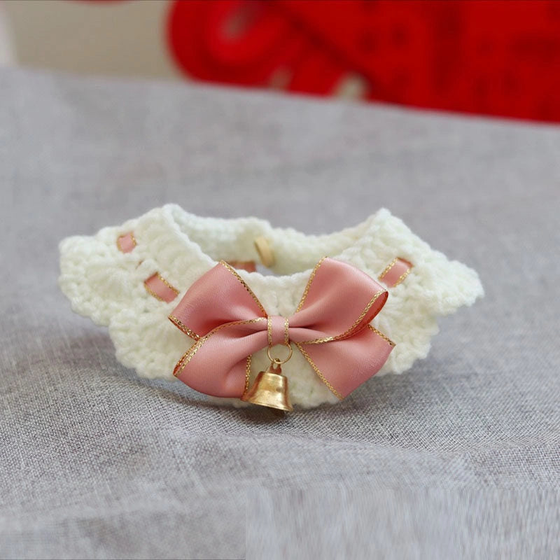 Handmade Bow & Bell Crochet Scarf for Plushies