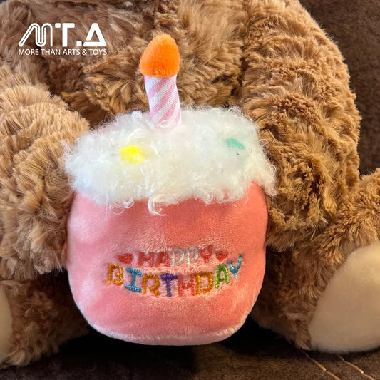 Happy Birthday Teddy Bear Plush - Pink Hat with Cake