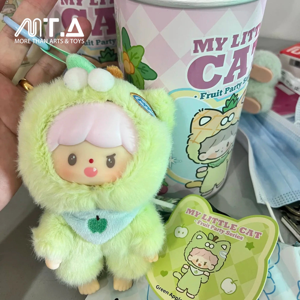 Green Apple Cat zZoton plush keychain